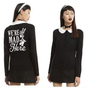 Disney Peter Pan Collar We Are All Mad Here Alice In Wonderland Cardigan Sweater